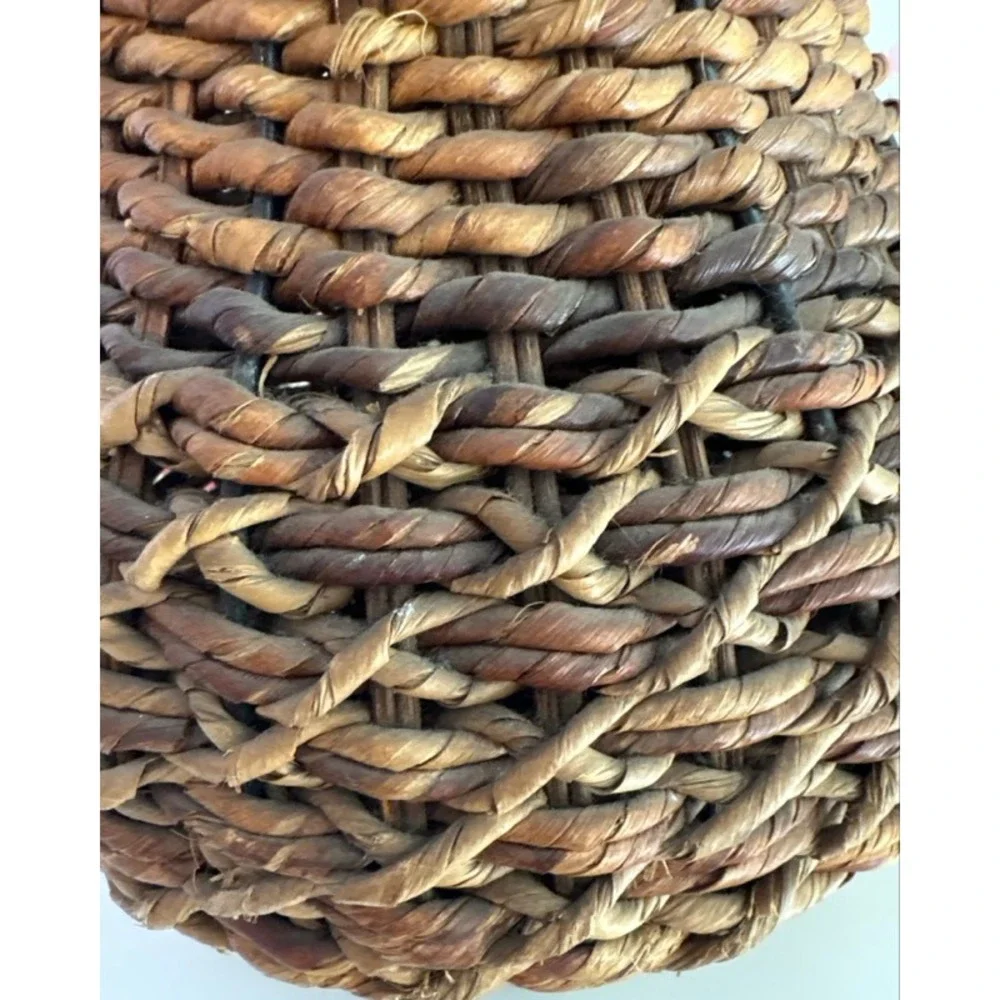 Vintage Woven Seagrass Basket Vase Rustic Natural Fiber Decorative Boho Urn 10in